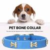 Pet Collar with Bone Pattern Design Metal Buckle Adjustable Size Comfortable to Wear Pet Collar with Leash Clip