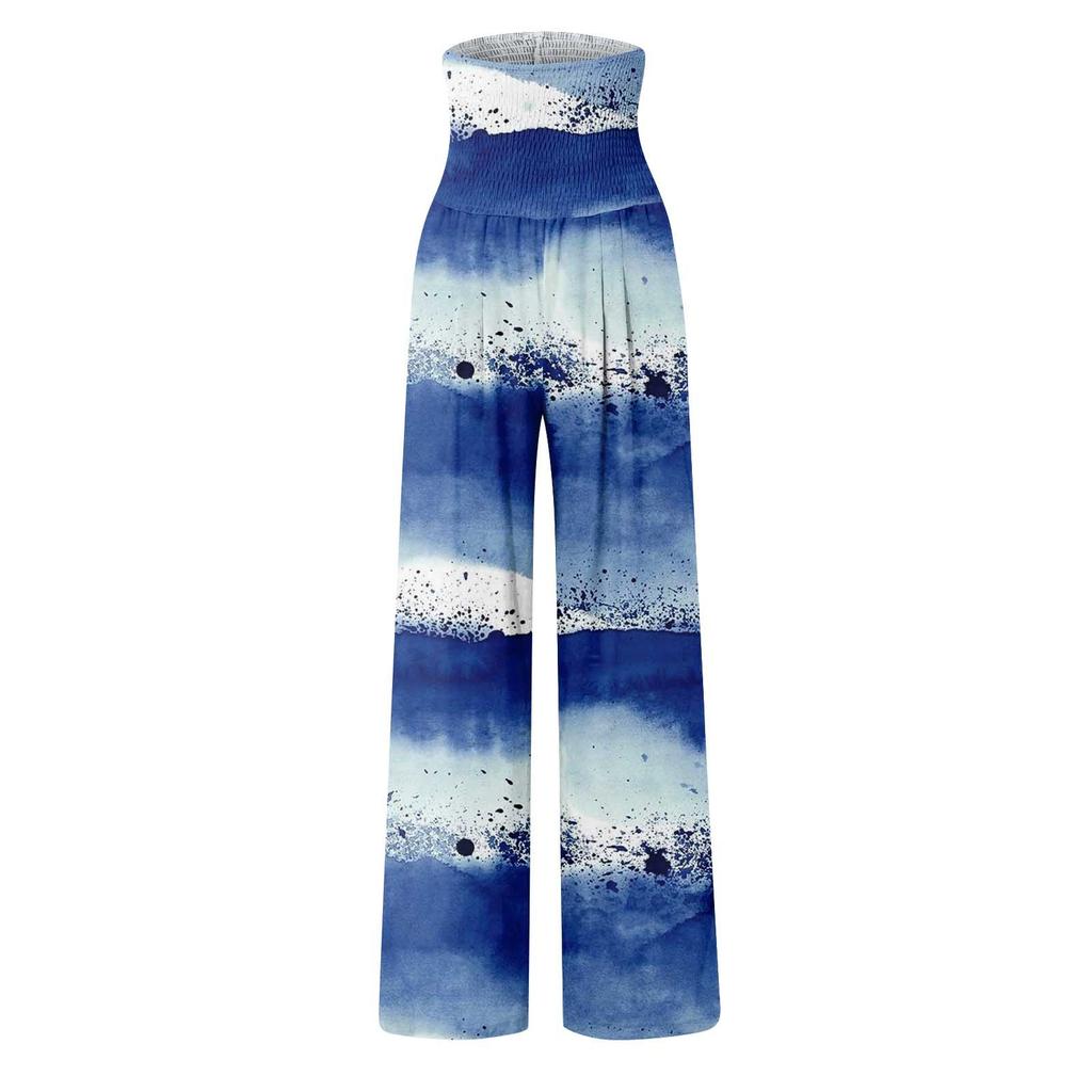 Pantaloni Casual Larghi da Donna alla Moda Stampa Vita Alta Gamba Larga Pantaloni Casual