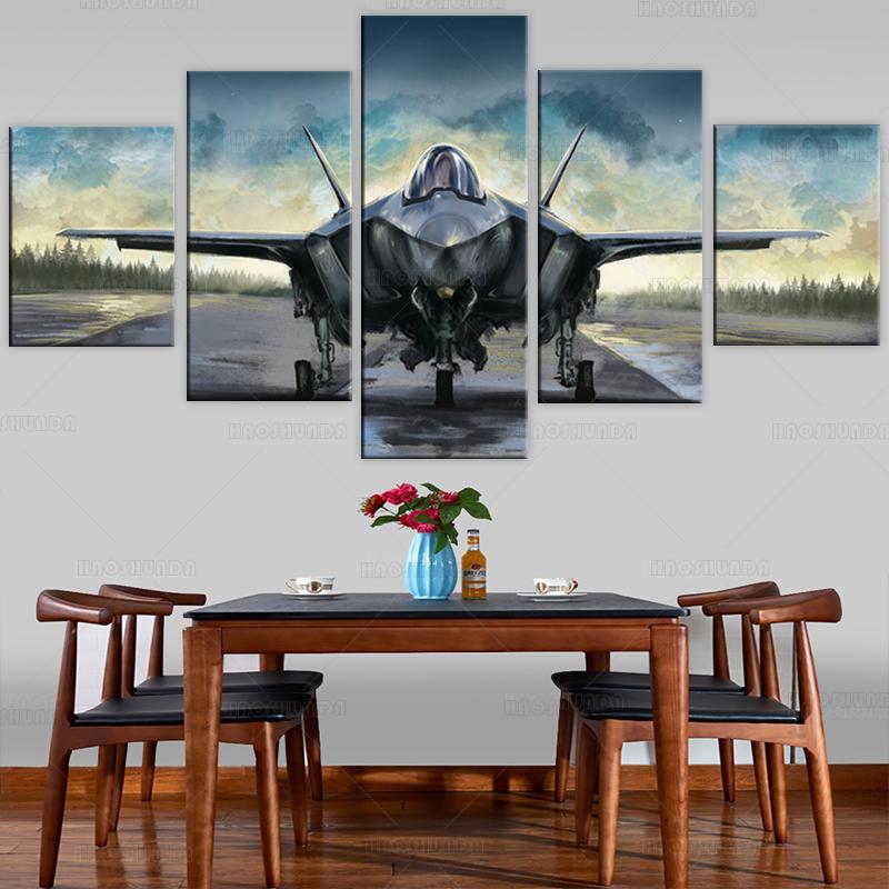 

Главная Декор Модульный холст Картина 5 шт F-35A Молния II Истребитель Живопись Художественная комната Плакат Домашний настенный холст Живопись
