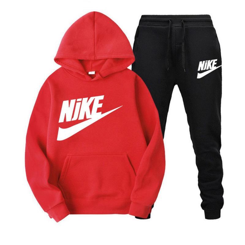 Modny zestaw unisex z nadrukiem: bluza z kapturem i spodnie dresowe