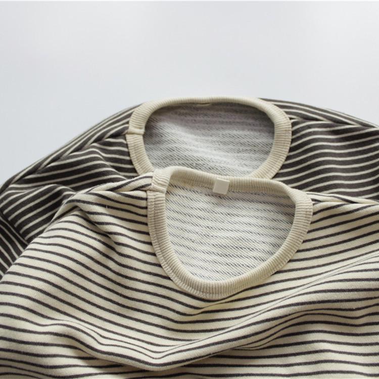 Spring 2026 Kids' Striped Cotton Long-Sleeve T-Shirt, Round Neck, Korean Style Pullover for Girls and Boys