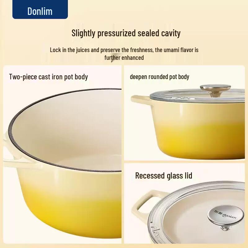 Donlim 3L Cast Iron Enamel Micro-Pressure Pot