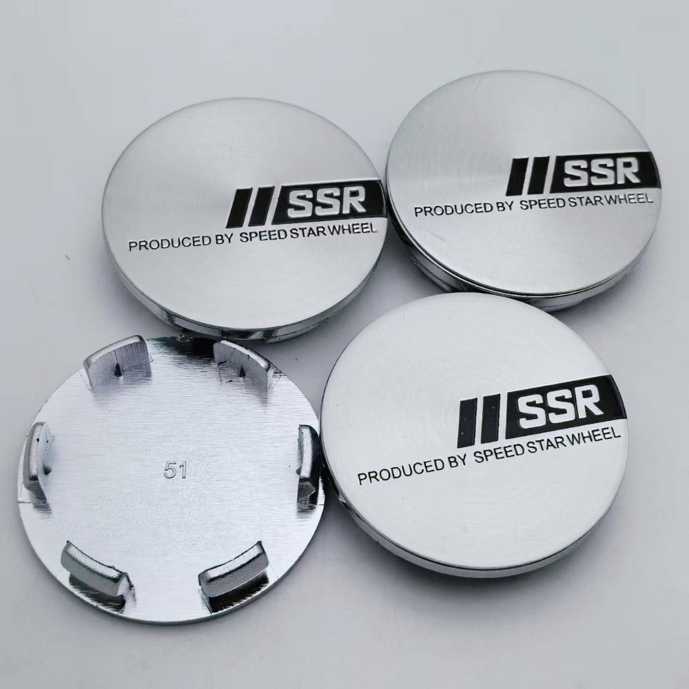 4pcs 51mm 46mm SSR Logo Emblem Badge Car Wheel Center Caps Wheel Hubcaps Rim Hub Center Dust Cover Replace Car Accessories