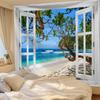 Window View Tapestry for Photography Background Fabric, Room Decorations Digital-printed Polyester Tapestries Living Rooms