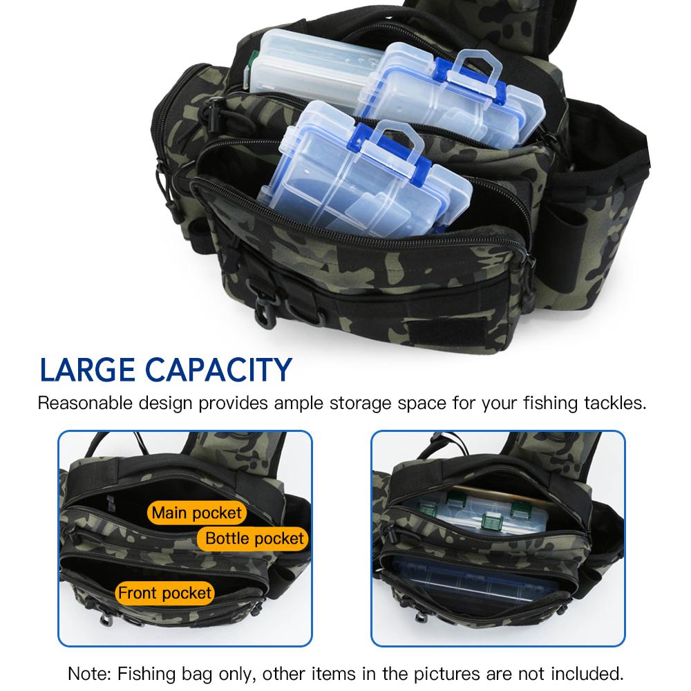 Multifunctional Fishing Tackle Bag Outdoor Water-resistant Fishing Sling Pack Waist Bag Reel Lure Storage   Bag