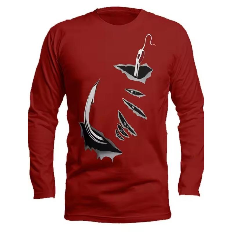 3D-Druck Herren Angelshirt Outdoor Langarm UV-Schutz Atmungsaktiv Schnelltrocknend Leicht Schweißableitend Tops Frühling Sommer Angeln