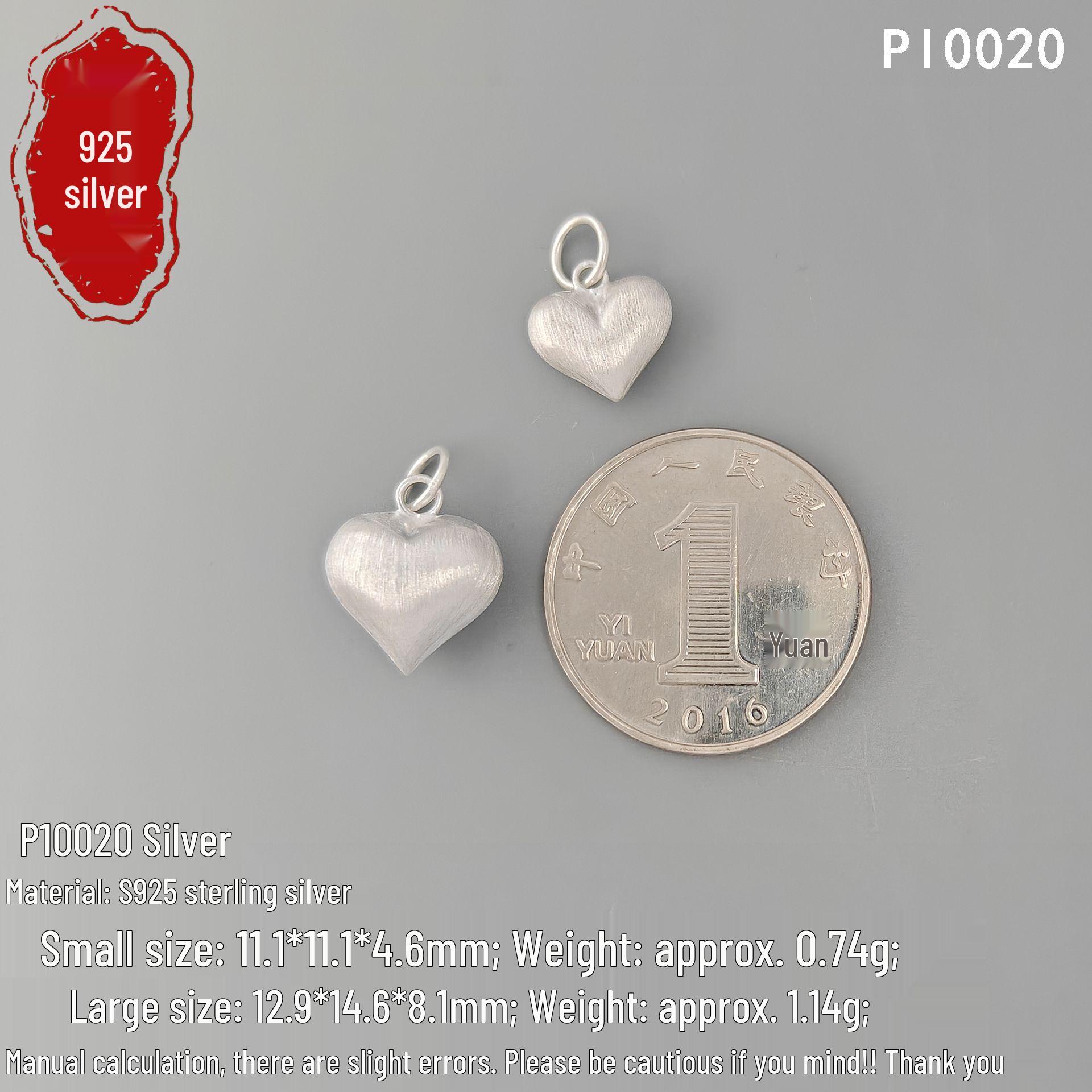 S925 Sterling Silver Brushed Heart Pendant Bracelet Charm - Fashionable Sweet Peach Heart DIY Accessory
