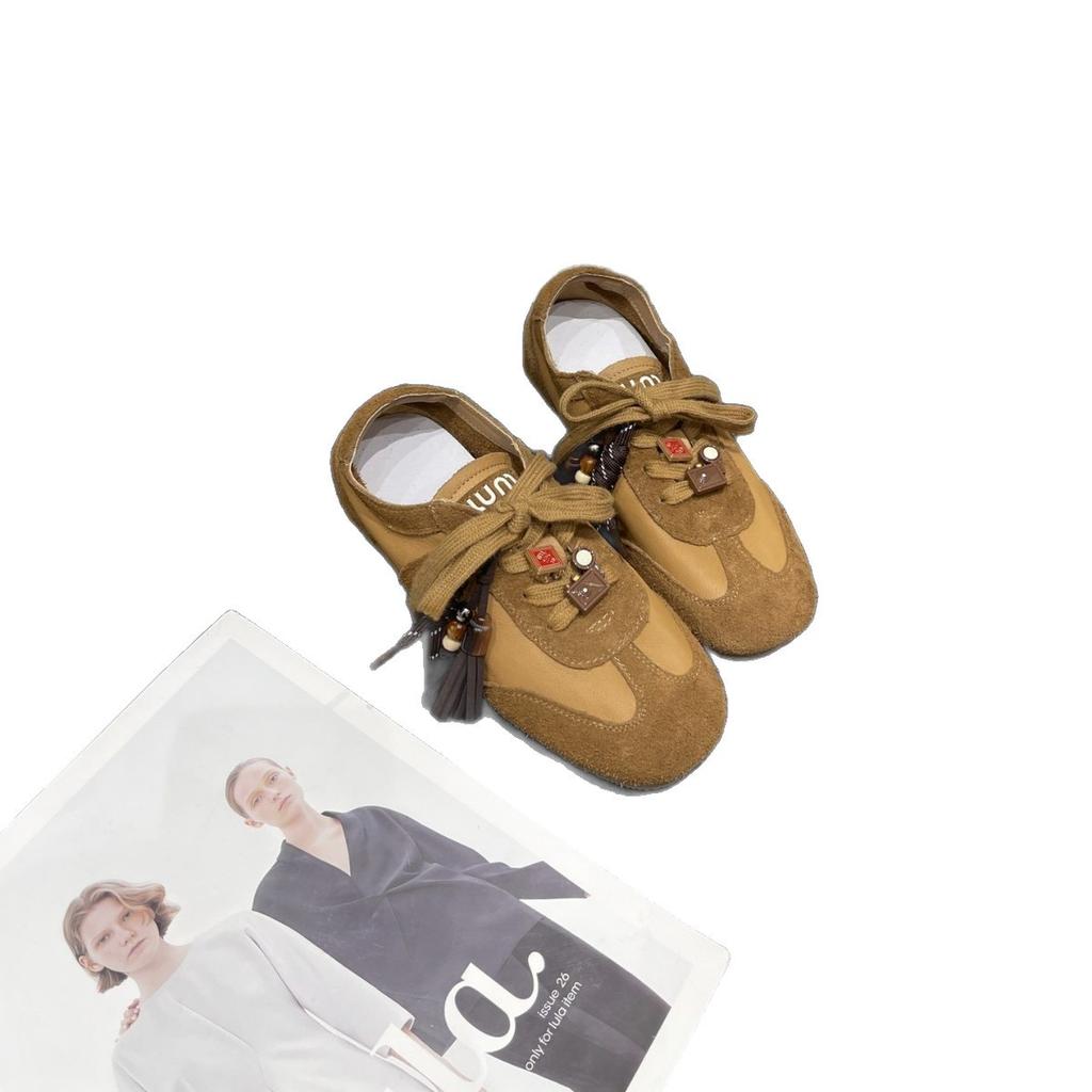 Retro German training shoes women's 2025 autumn new leather breathable versatile flat-bottomed sports and leisure shoes women's soft sole