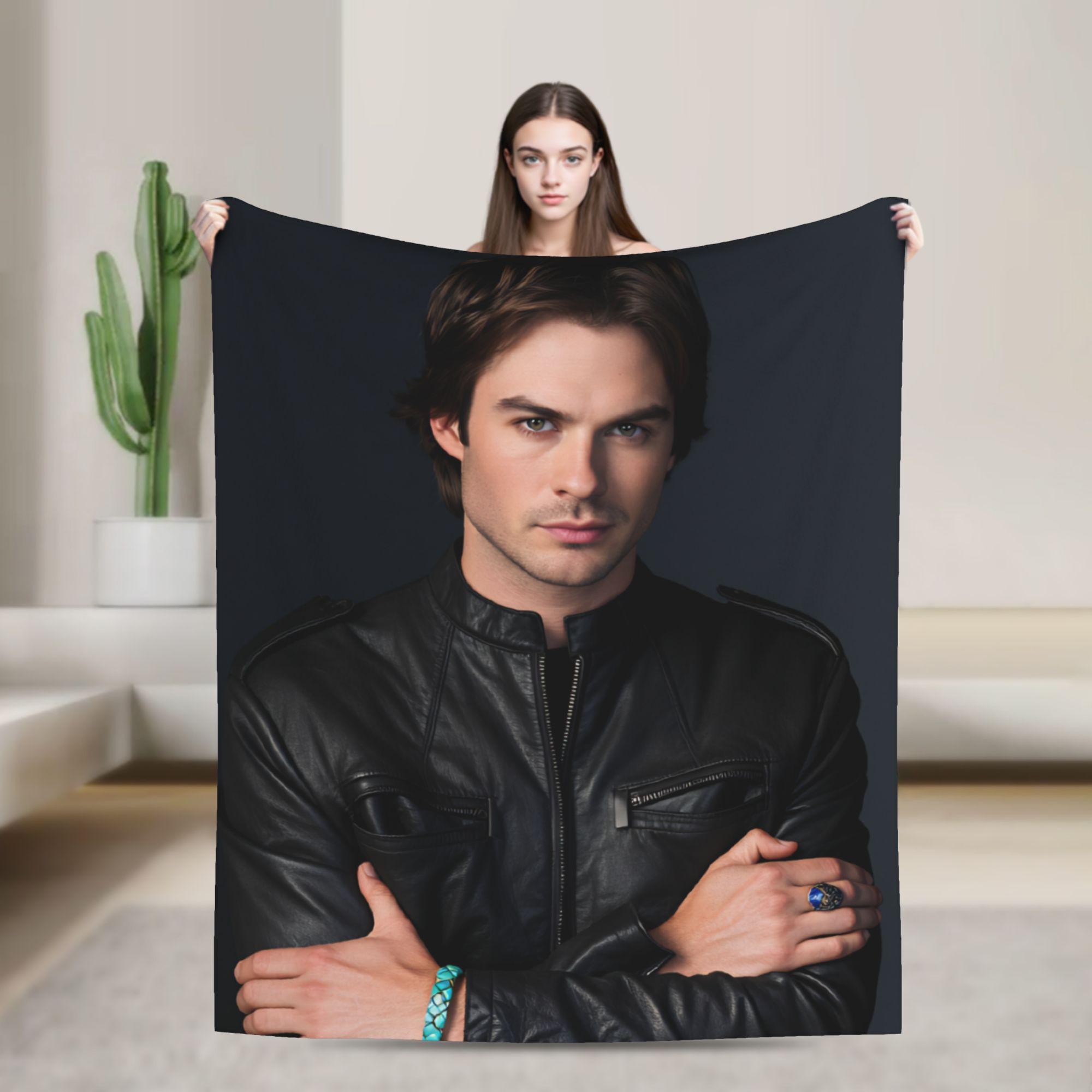 

Damon Salvatore The Vampire Diaries Flannel Blanket Spring Warm Soft Throw Blanket for Kids Adult Home Decor Graphic Bed Cover 75x90cm