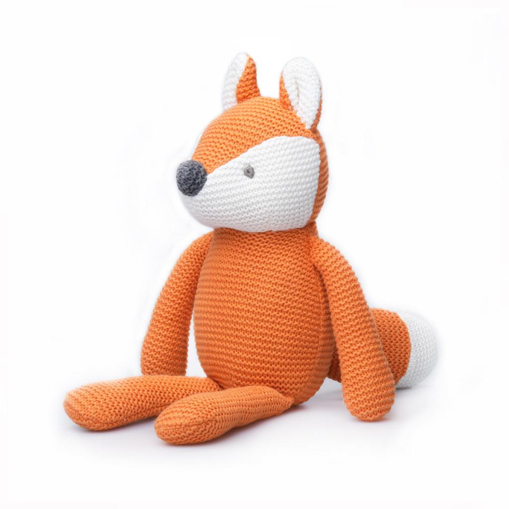 FLUFFYFUN 100% Cotton Baby Toy, Fox Plush Toy, 18cm (Orange)
