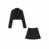 Women's Retro Street Style Suit Jacket & High-Waisted Irregular Midi Slim Skirt Set