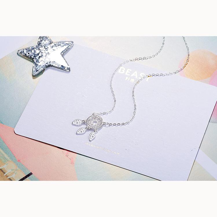 Literary Dreamcatcher Necklace Feather Pendant Collarbone Chain Female Simple Necklace Jewelry Necklace Valentine's Day Gifts Romantic Accessories