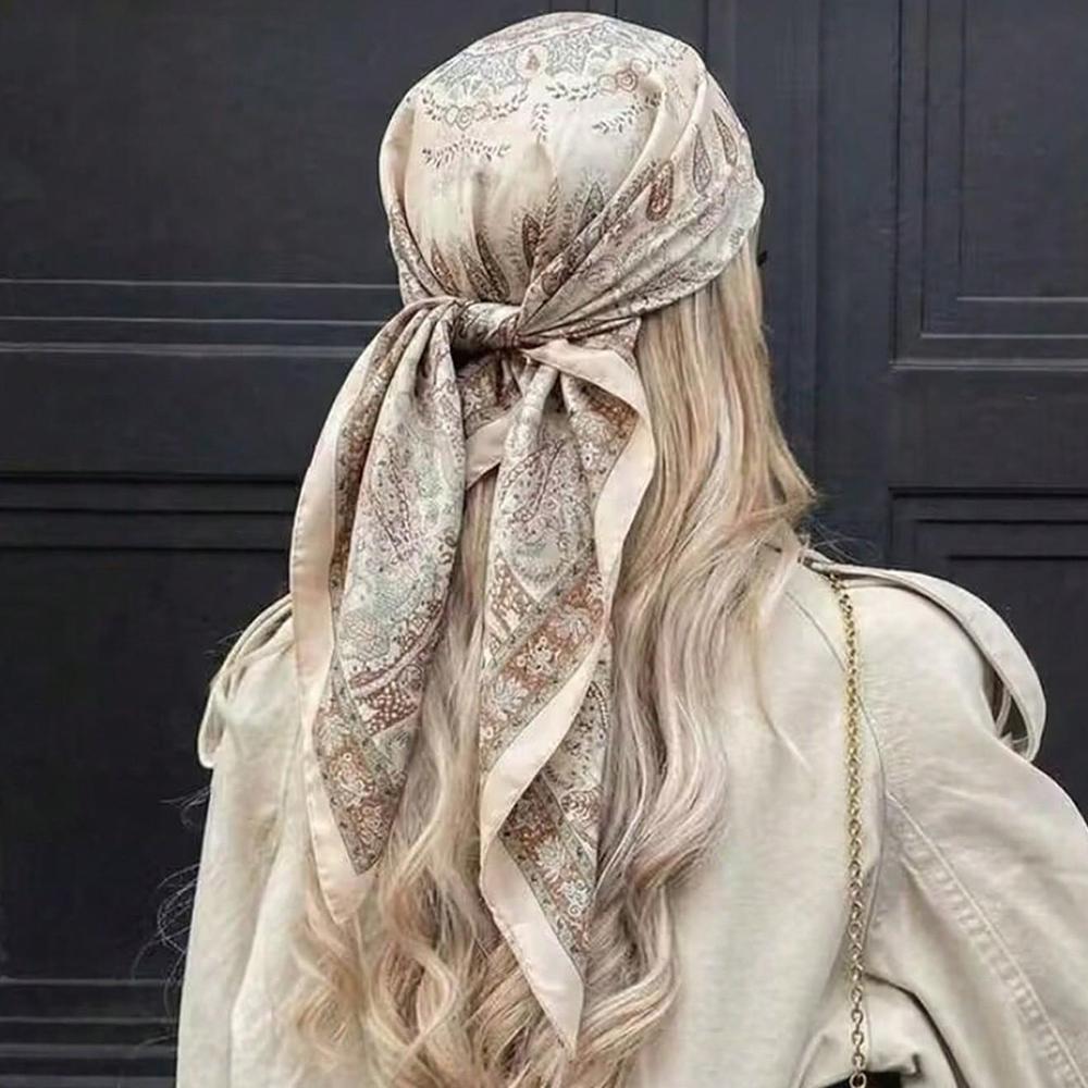 Dames 70*70cm Vierkante Zijden Sjaal/sjaals Luxe Wikkel Haarband Band Tas Wikkel Zacht Necksjaal Hijab Hoofddoek Vrouwelijke Foulard 70x70cm gray