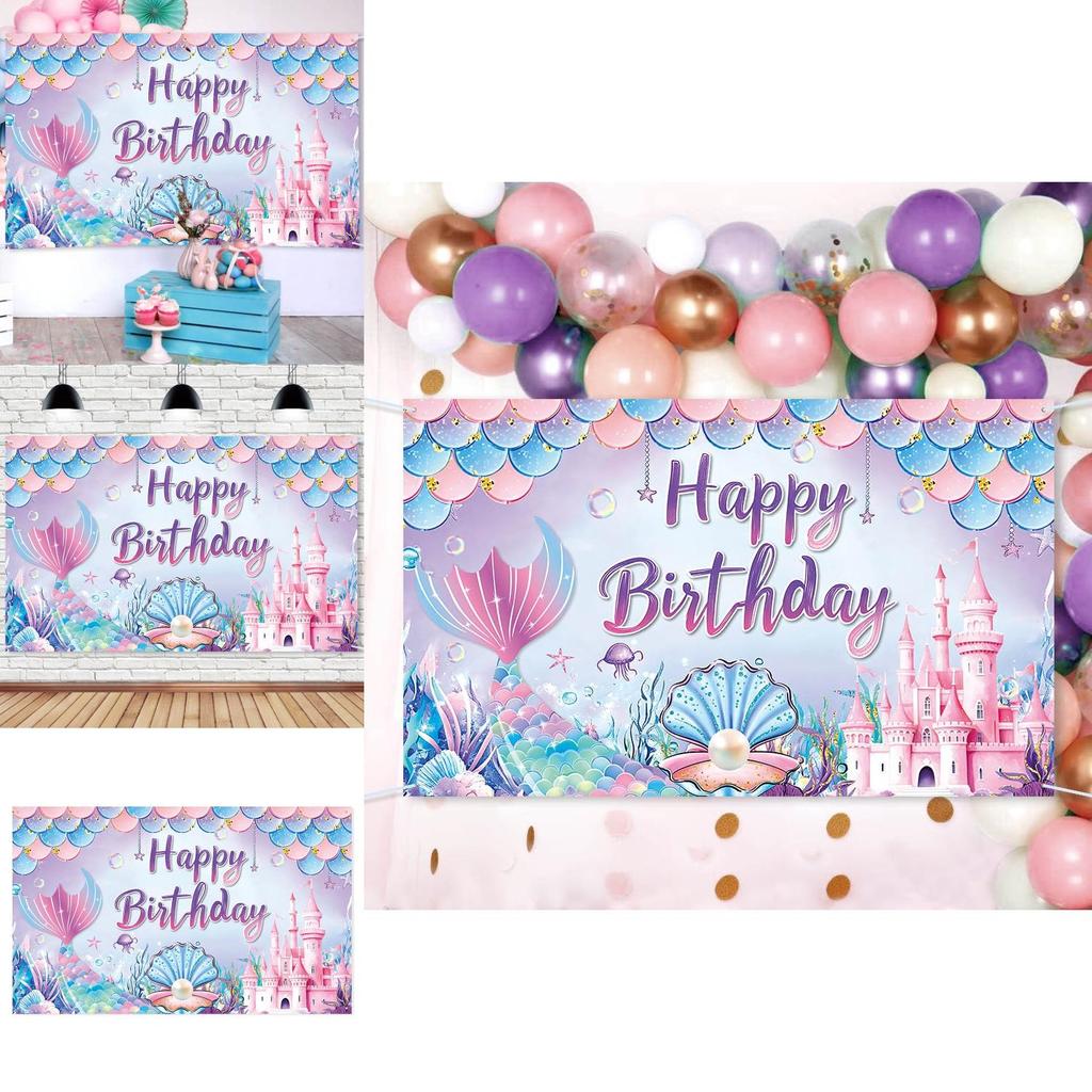 Mermaid Birthday Background Fabric For Childrens Party Photo Booth