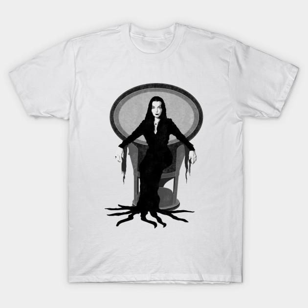 

Men Black Print T-shirt Morticia Addams No-Cut Transfer Paper Print Cotton Tshirt L білий
