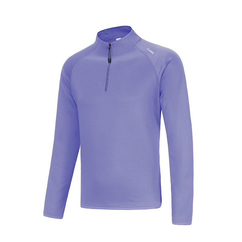Ditone Men's Quick-Dry Breathable Long Sleeve Sports T-Shirt with Half-Zip Collar for Running and Basketball