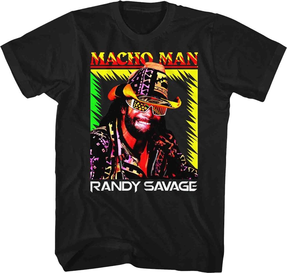 Macho Man Randy Savage Retro Portrét Grafické Tričko pánské dámské 80. léta Fanoušek Wrestlingu Potisk Ležérní