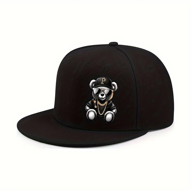 Verstellbare Baseballkappe mit Cartoon-Bären-Print Hip Hop Outdoor Sport Strand Lässige Kleidung Passend für Unisex und Damen Street Snapback-Mütze