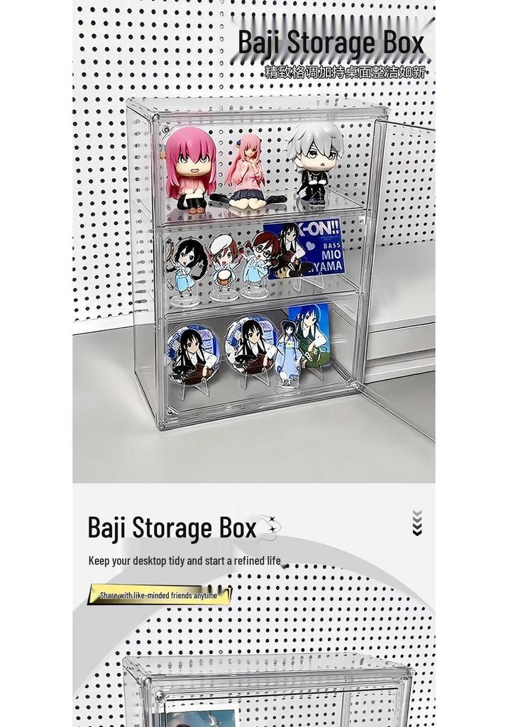 Clear Acrylic Multi-Layer Desktop Storage Display Case with Dustproof Protection for Figures and Badges