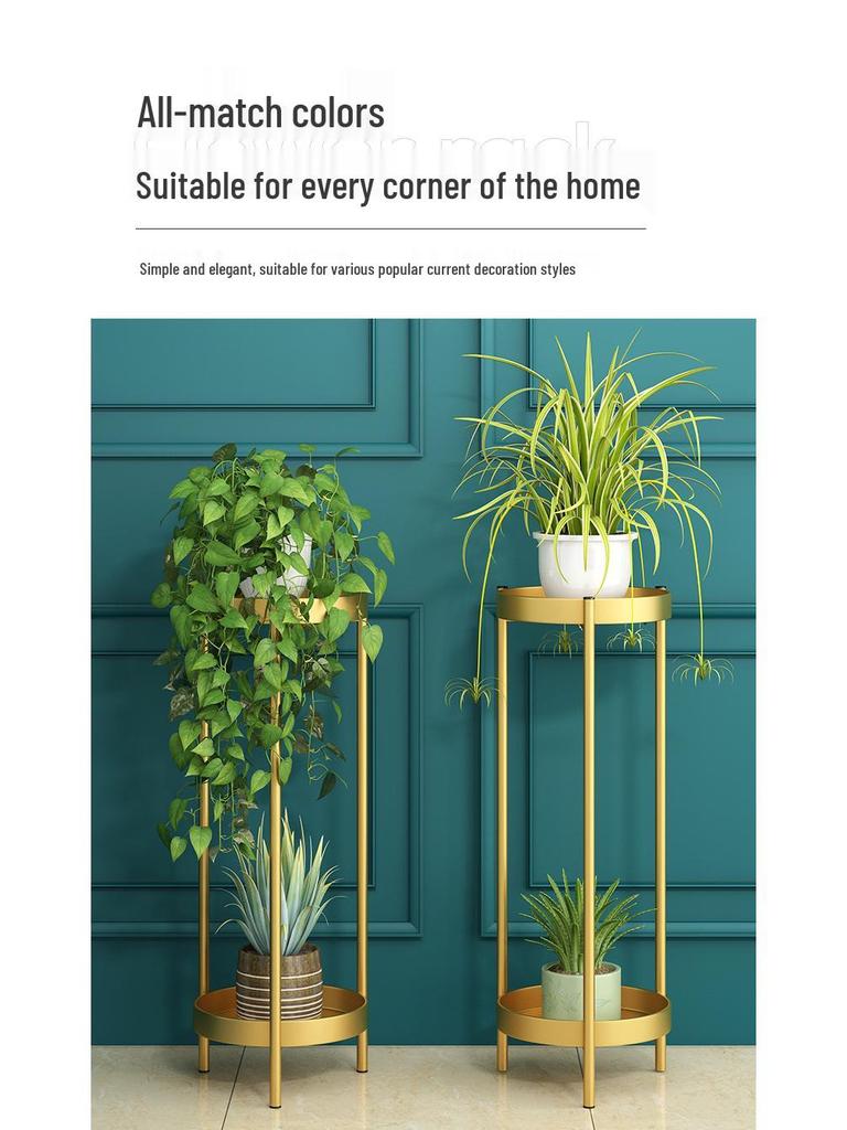 Elegant Multi-Tier Wrought Iron Indoor Plant Stand for Balcony or Living Room