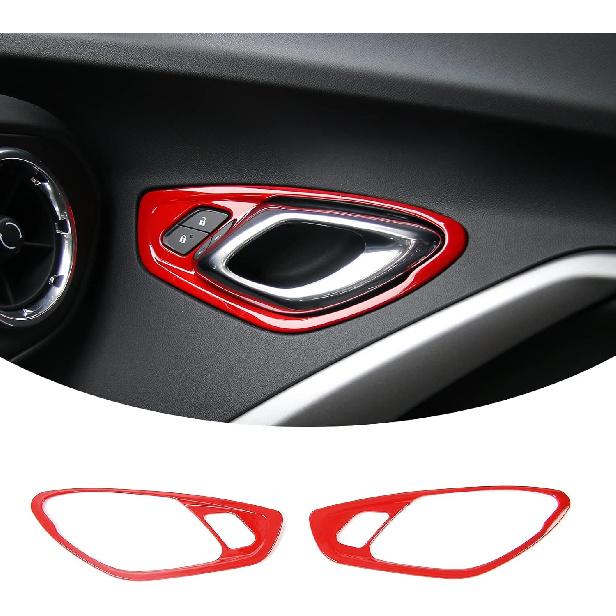 

RT-TCZ Door Inner Grab Handle Cover Frame ABS Decor Trim Interior Accessories for Chevrolet Camaro 2017-2022,Red красный
