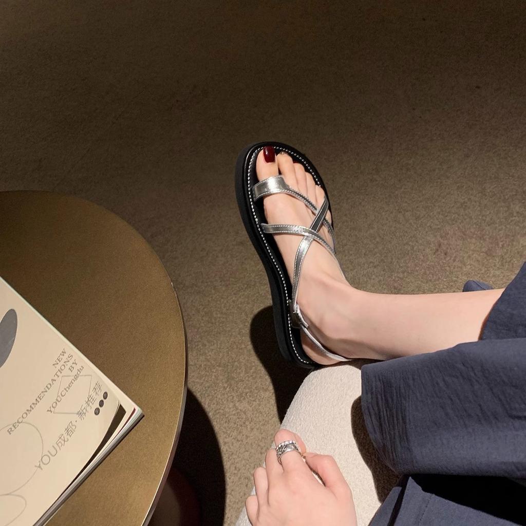 Roman Holiday~ Summer 2025 New Vintage Crossstrap Set Toe Platform Beach Casual Roman Sandals Women