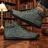 Retro Handmade Stitched Men's High-Top Leather Boots Buckle Strap Casual Shoes  New Comfortable Non-Slip Flat Luxury Shoes