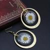 1pair Bohemian Style Dried Flower Circle Pendant Earrings, Sunflower Earrings for Women, Daily Casual Fashion Accessories, Valentine's Day Gift