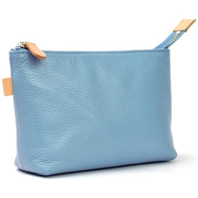 Genuine Leather Cosmetic Mini Made In Blue Women's Pouch, Simple, Compact, High-Quality, Pouch, Japan,