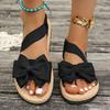 Fashion Women's Leopard Print Bow Sandals Summer Fashion Thick Soled Outdoor Beach Slippers Trend Flat Casual Shoes Lightweight