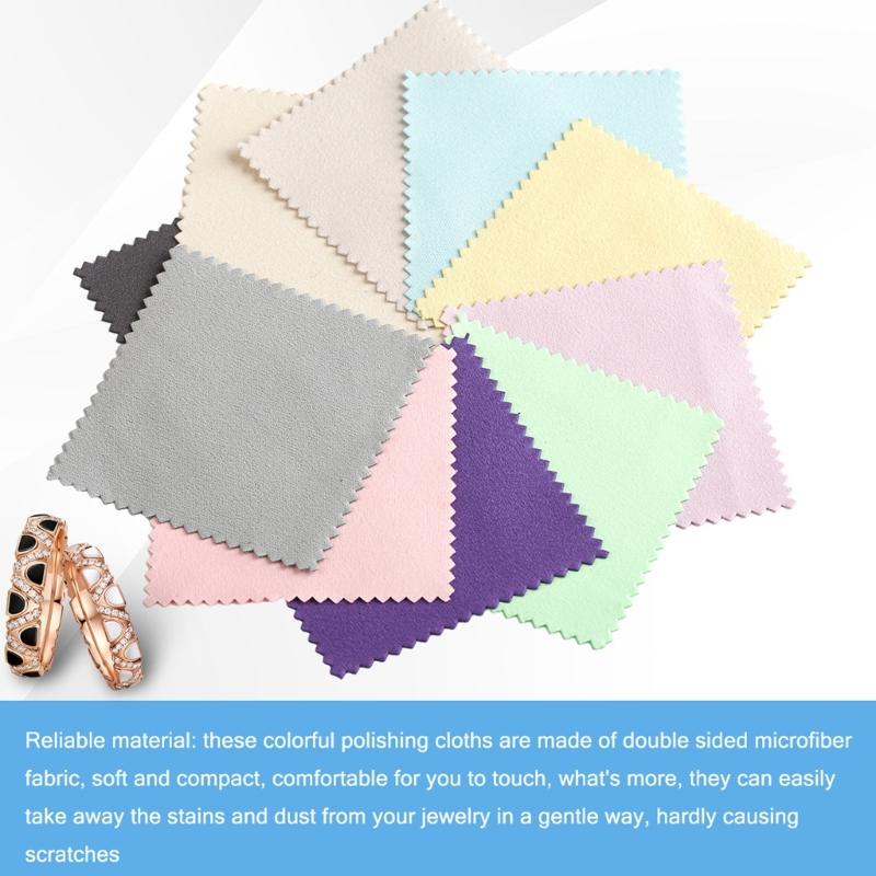 50PCS Practical Jewelry Cleaning Fabric Polishing Cloth 17 Color Option Jewelry Buffing Accessories for Various Bangles