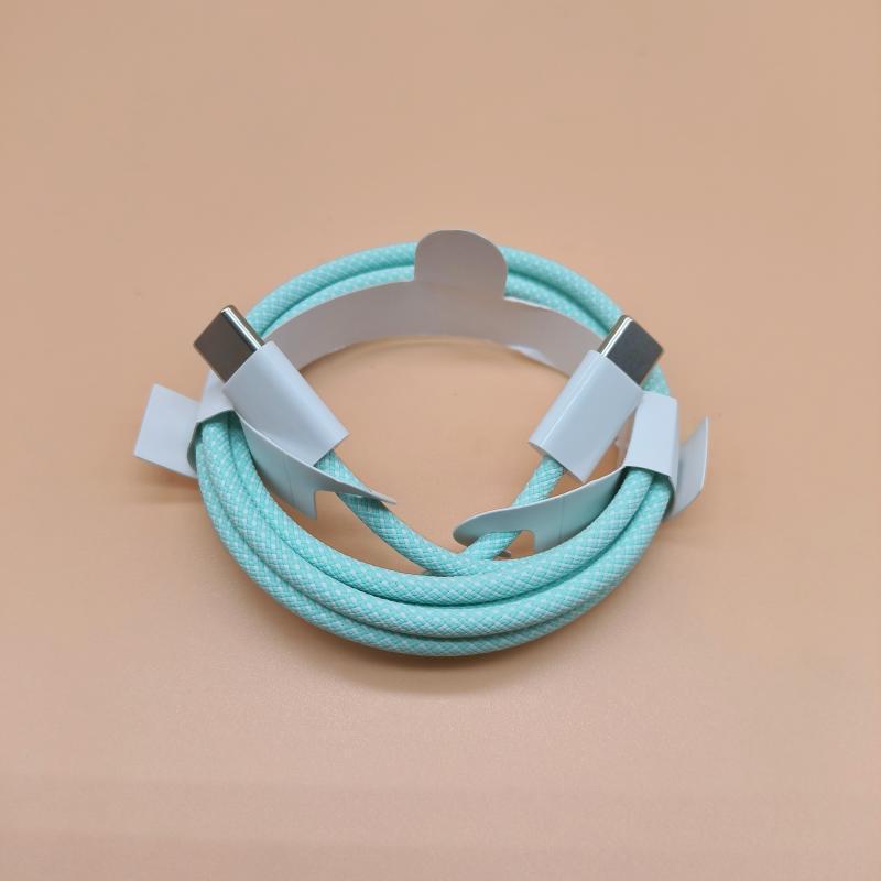 Dual-Head Type-C Male-to-Male Braided Laptop Charging Cable: 15W True PD Fast Charging Compatible.