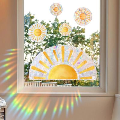 Sunlight Cloud Glass Static Sticker Colorful Flower Decals Sun Catcher Window Stickers Classroom