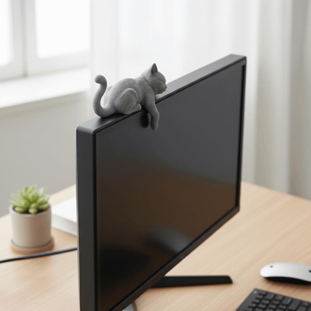 Enfeite de Gato Dormindo Impresso em 3D Estátuas Decorativas Criativas de Gato Decorações de Gato para Mesa Uso em Desktop