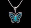 Retro Turquoise Butterfly Pendant Necklace - Bohemian Fashion Sweater Chain
