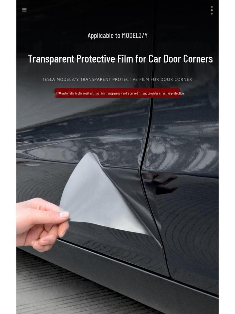Model Y3 Car Door Corner Tint & Side Skirt TPU Anti-Scratch Film for Paint Protection.