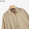 ZANZEA Oversized Women Turn Down Collar Long Sleeve Solid Casual Blouse Shirts