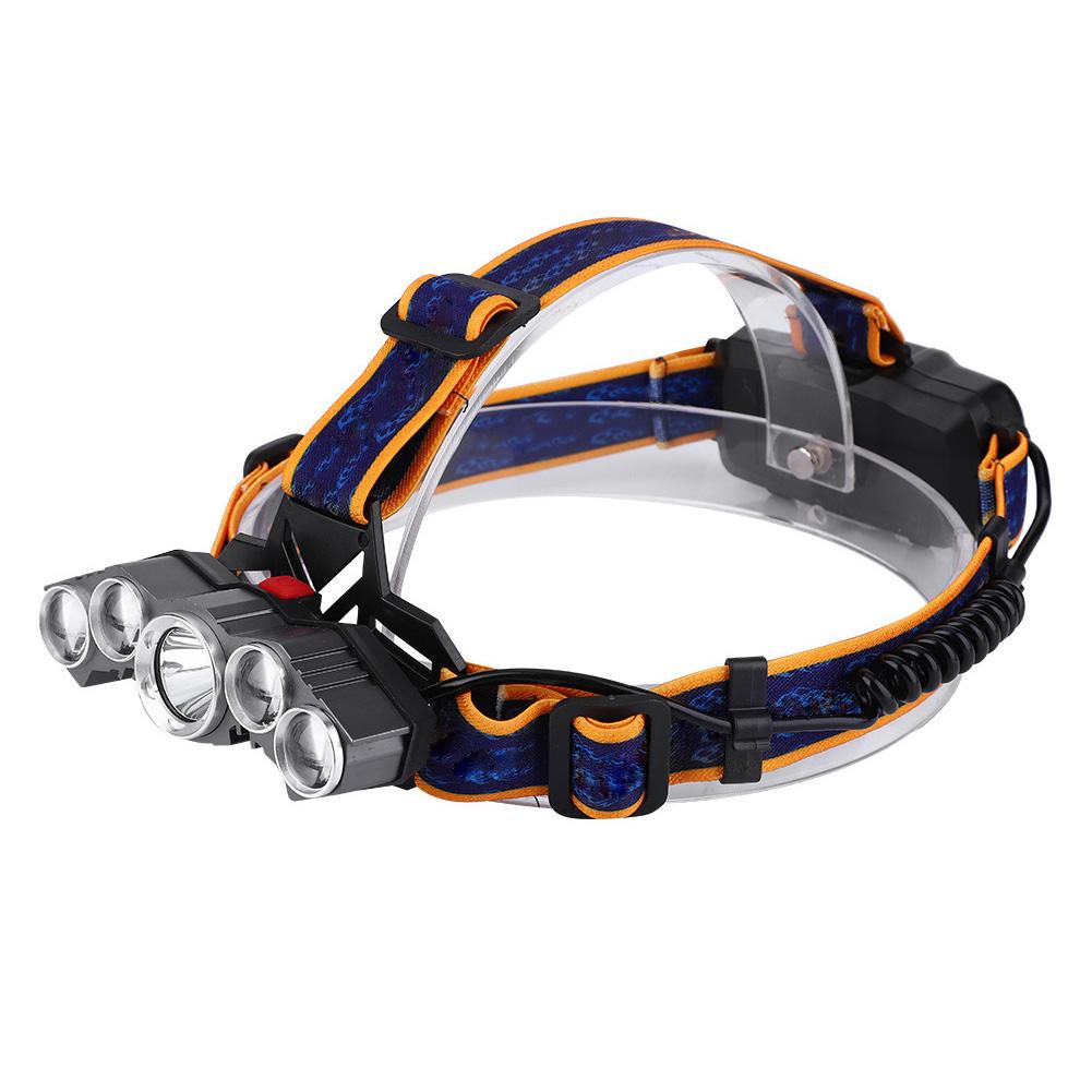 20000lm Outdoor Waterproof Five LEDs Head Lamp USB Charging Camping Running Fishing Headlight