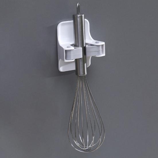 

4 шт. Тримач для мітли, самоклеючий настінний кріплення, пластиковий совок, стійка для швабри, домашній декор білий