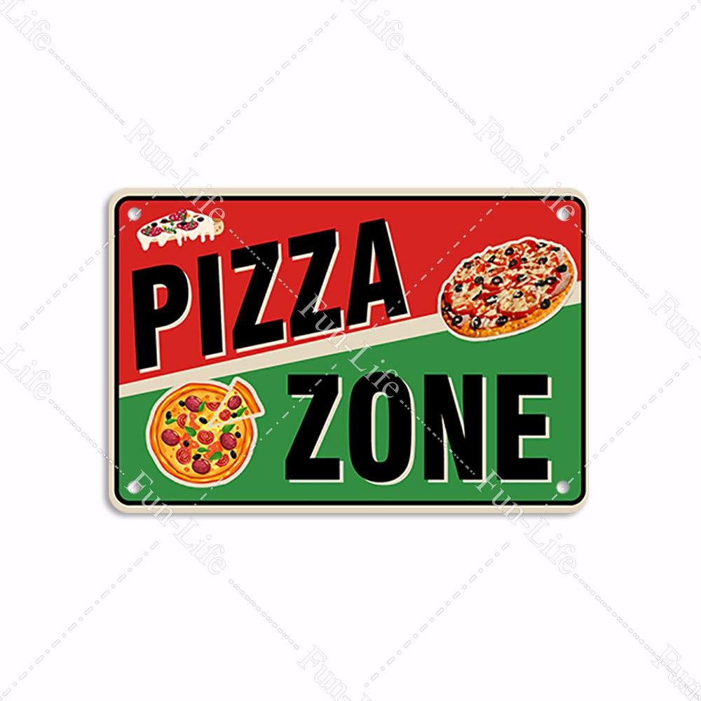 Pizza Dessert Metal Poster Food Tin Sign Plaque Metal Restaurant Vintage Wall Decor for Bar Club Metal Signs 20x30cm
