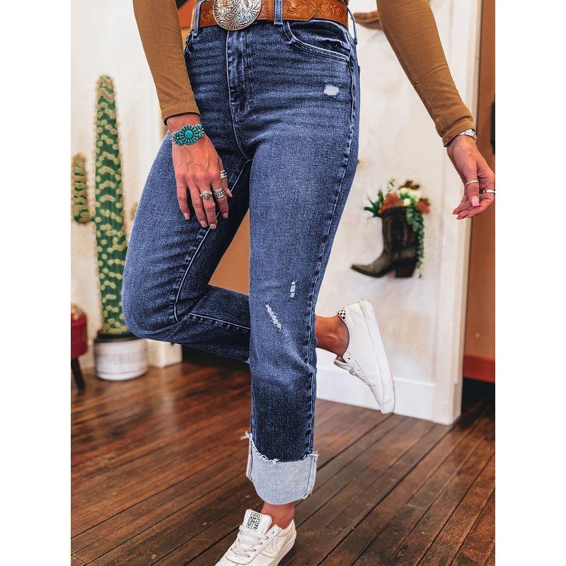 American Shiying Retro Washed Distressed Jeans Women 2025 Summer New Slim fit High Waist Straight Pants Women