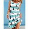 Womens 3D Pineapple Print Sleeveless Round Neck Midi Dress Casual Comfortable Style