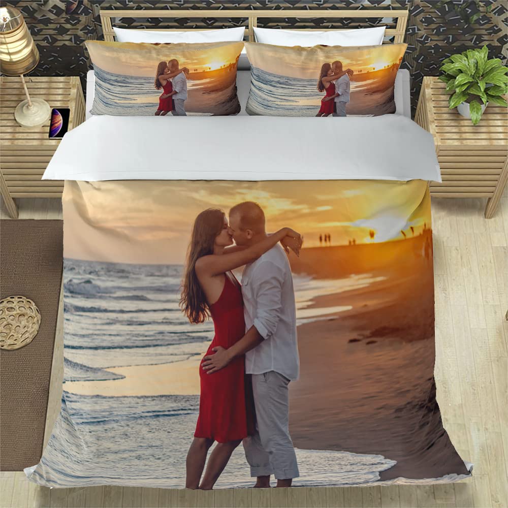 Custom Valentine'S Day Duvet Cover With Pillowcases Microfiber Photo 3D Digital Printed Bedding Set Full Queen King