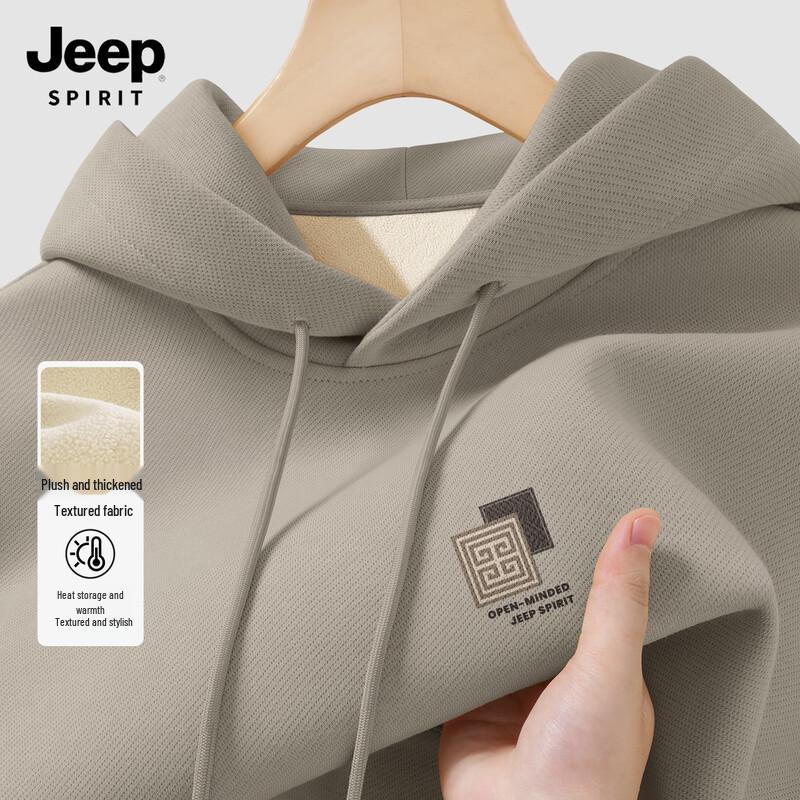 

JEEP SPIRIT Men s Thickened Hooded Fleece Sweatshirt 3XL