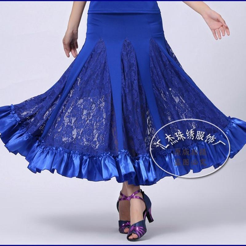 

Костюм для бальных танцев Кружевная юбка Костюм для бальных танцев Юбка для практики бальных танцев Костюм для выступлений Юбка для свинга One size сапфировый