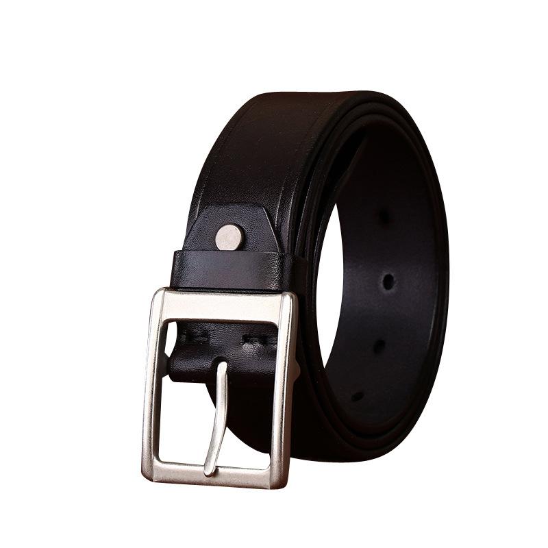 Stilvoller, Einfacher Und Vielseitiger Trend Italienisches Rindsleder Erste Schicht Gürtel Herren Echter Leder Dornschließe Lässig Trendige Marke Herren Gürtel