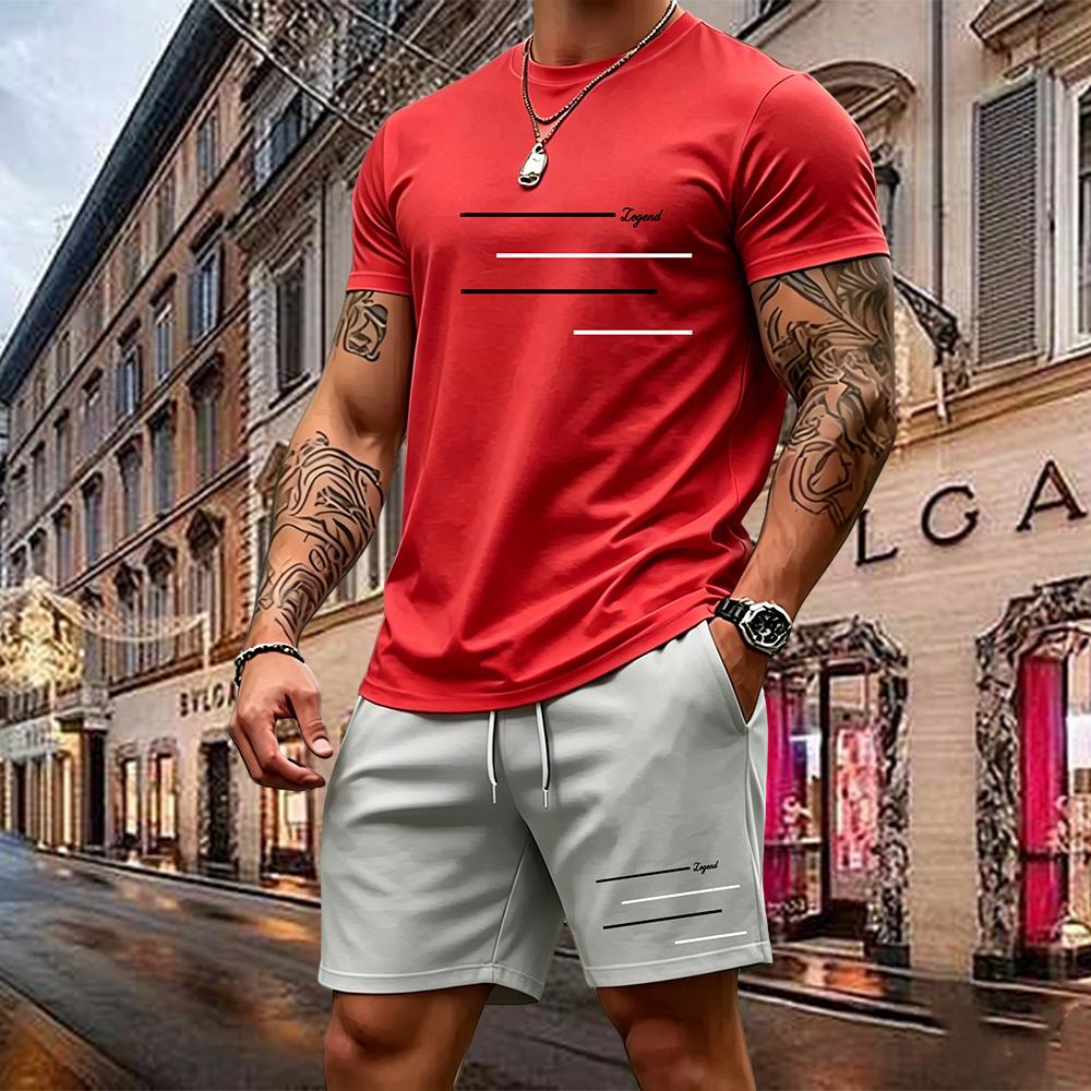 Men's Two-piece Sportswear Short-sleeved T-shirt and Pants Set Running and Fitness Sportswear Summer 2026 Big Discount