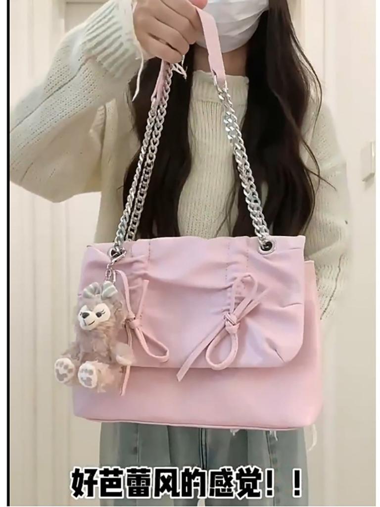 Niche Ballet Style Bow Shoulder Tote Bag Women's 2025 New Crossbody Large Capacity Pleated Underarm Stray Bag