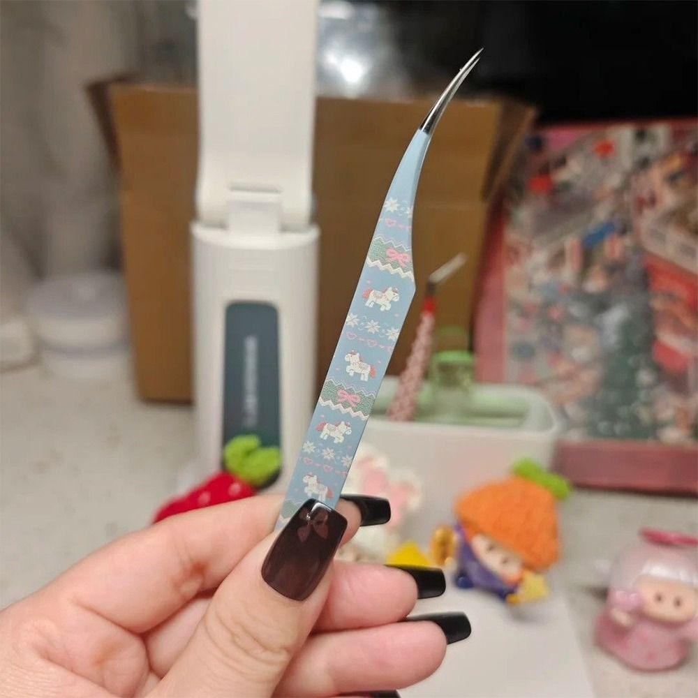 Hochpräzise gebogene Pinzette Antistatische Wimpernverlängerungs-Pinzette Extensions Pfropfen