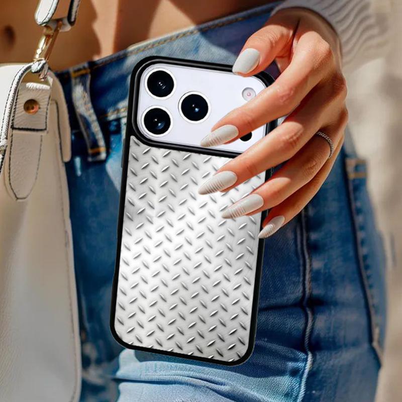 Gebürstete Metalltextur Stahl-Druck Handyhülle Für iPhone 17 Air 14 15 13 12 Max Hülle Für Apple 16 16e 11 Pro Max Plus Coque